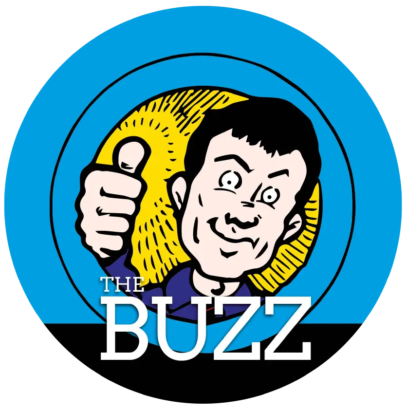 Illustration of man giving a thumbs up with 'buzz' written below him